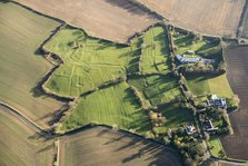 Deserted medieval settlement of Frisby and associated ridge and furrow, near Billesdon, Leics, 2020. Creator: Damian Grady.