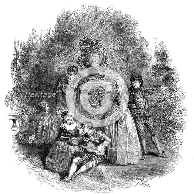 Scene from "Watteau" in 1644, 1844. Creator: W. J. Linton.