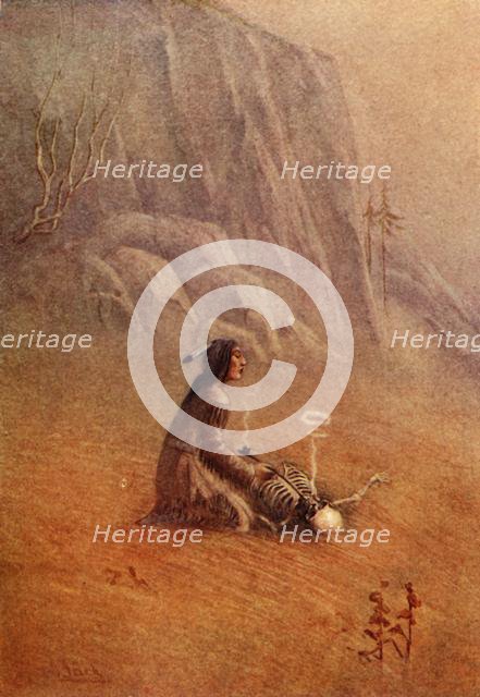 "He lit the pipe and placed it in the mouth of the skeleton", 1914. Creator: Unknown.