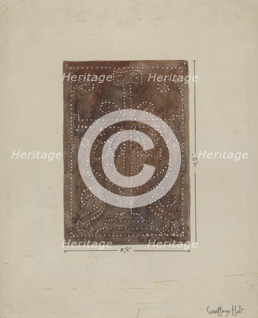 Pierced Metal Screen from Confessional, c. 1936. Creator: Geoffrey Holt.