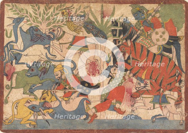 "Royal Hunt", folio from a Mahabharata, 1800-1850. Creator: Unknown.