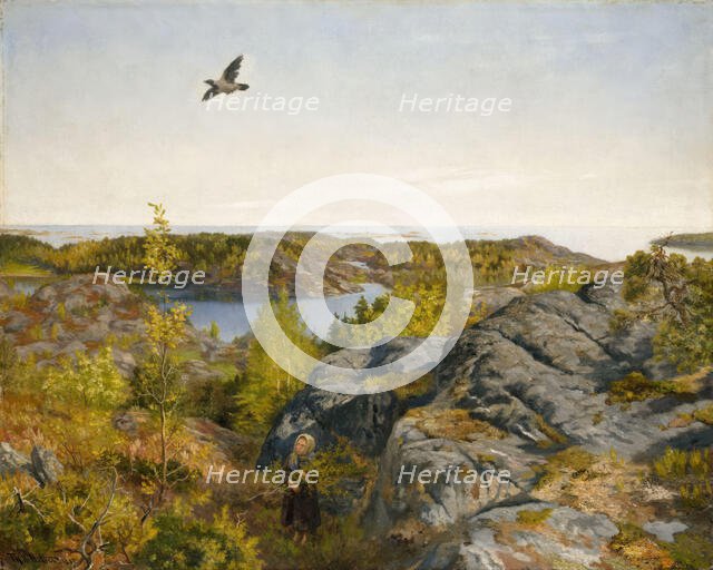 Spring Day by the Sea, 1887. Creator: Theodor Kittelsen.