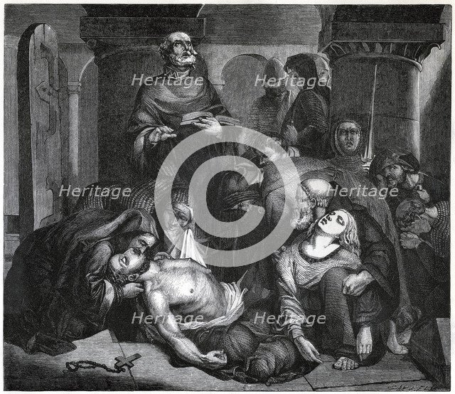 'The Burial of Harold at Waltham Abbey', (1847). Artist: Frederick Richard Pickersgill