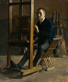 Self-Portrait at the Easel, 1885. Creator: Gallen-Kallela, Akseli (1865-1931).