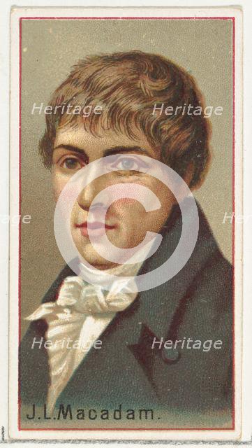 J. L. Macadam, printer's sample for the World's Inventors souvenir album (A25) for Allen &..., 1888. Creator: Allen & Ginter.