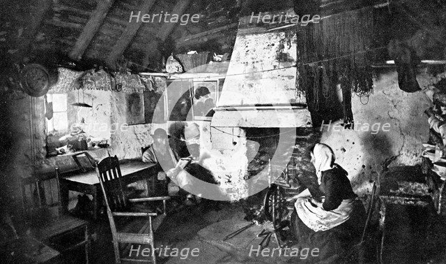 Interior of a crofter's cottage, Shetland, Scotland, 1924-1926.Artist: Valentine & Sons Ltd