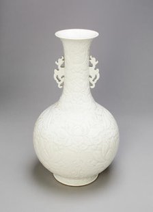 Bottle-Shaped Vase with Dragon Handles..., Ming dynasty or Qing dynasty, c.late 17th/18th cent. Creator: Unknown.