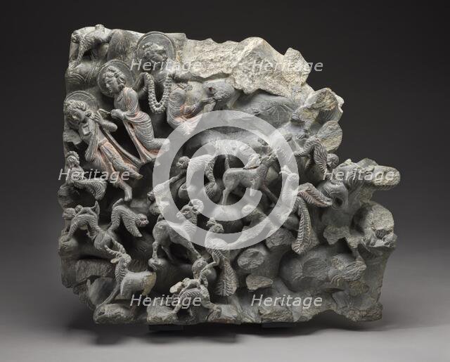 Gods and Animals in a Landscape, Fragment from a Scene of Buddha Shakyamuni's..., 2nd-early 3rd cent Creator: Unknown.