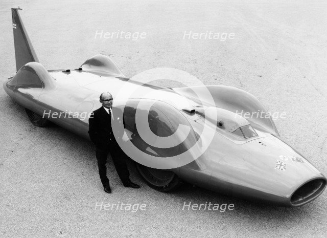 Leo Villa with the 1964 Bluebird, (c1964?). Artist: Unknown