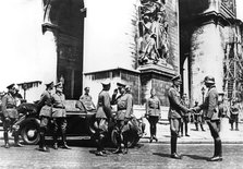 German officers at the Arc de Triomphe during the victory parade, Paris, June 1940. Artist: Unknown