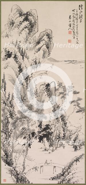 Landscape with Figures, 19th century. Creator: Fujimoto Tesseki (Japanese, 1817-1863).