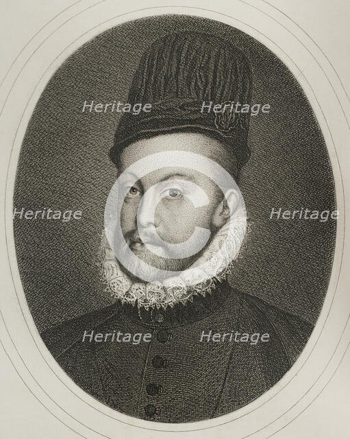 Portrait of Philip II (1527-1598), King of Spain (1556-1598), 1879.  Creator: Alphonse Charles Masson.