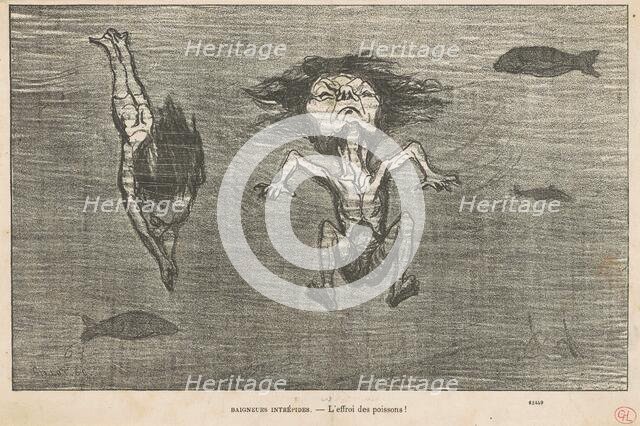 Baigneurs intrepédes, 19th century. Creator: Honore Daumier.