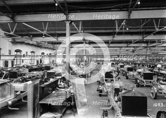 Rolls-Royce Silver Ghosts under construction, Derby, c1912. Artist: Unknown