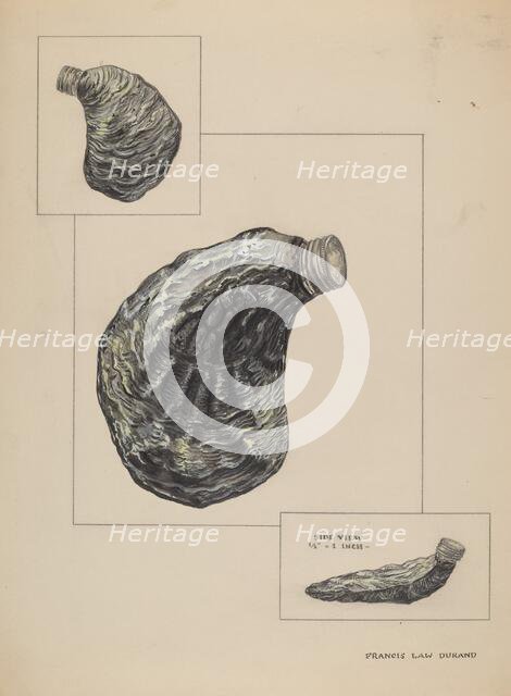 Oyster Shaped Flask, c. 1936. Creator: Francis Law Durand.