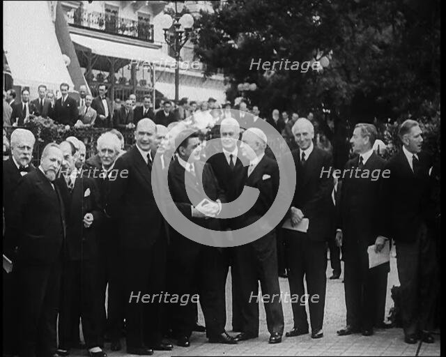 League of Nations Delegates Standing Outside a Building, 1933. Creator: British Pathe Ltd.