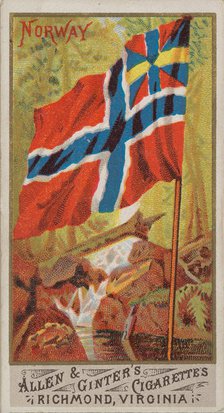 Norway, from Flags of All Nations, Series 1 (N9) for Allen & Ginter Cigarettes Brands, 1887. Creator: Allen & Ginter.