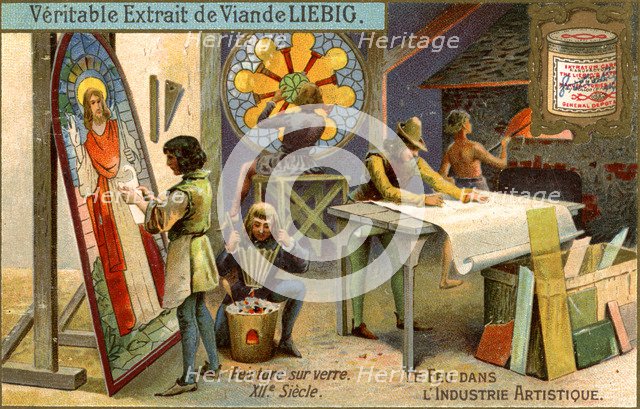 Painting on glass in the 12th century, (c1900). Artist: Unknown