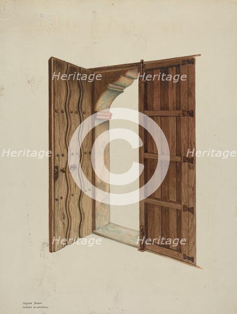 Mission Church Doors and Doorway, 1940. Creators: Dayton Brown, Harry Mann Waddell.