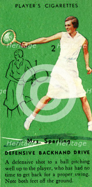 'Mrs. Sperling - Defensive Backhand Drive', c1935. Creator: Unknown.
