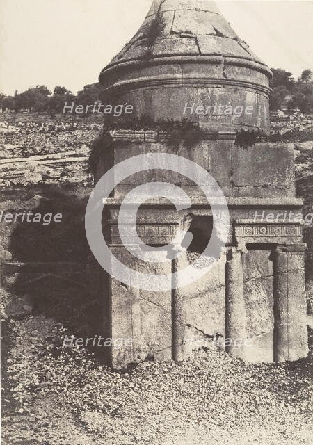 Jérusalem, Vallée de Josaphat, Détails du Tombeau d'Absalom, 1854. Creator: Auguste Salzmann.