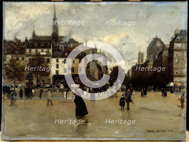 Boulevard du Palais, seen from Place Saint-Michel, 1888. Creator: Unknown.