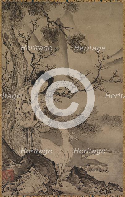 Female Daoist Figure in Landscape, early 1500s. Creator: Koboku (Japanese).