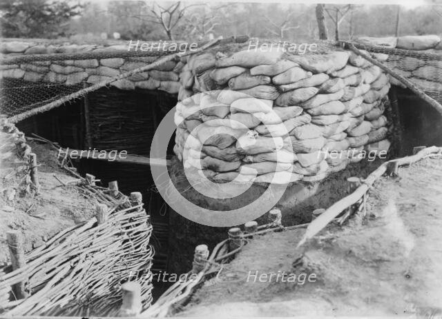 Sand bags between trenches, between c1915 and c1920. Creator: Bain News Service.