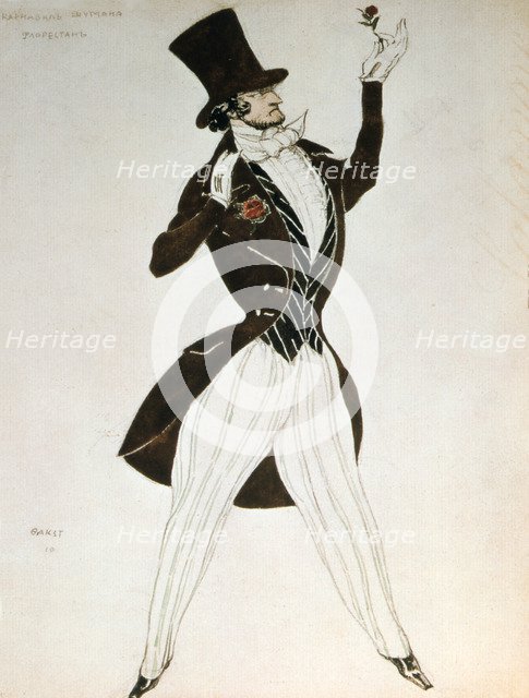 Florestan, design for a costume for the ballet Carnival composed by Robert Schumann, 1919. Artist: Leon Bakst