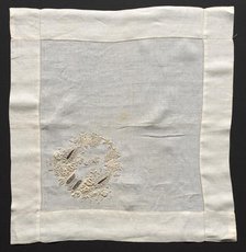 Embroidered Linen Handkerchief, 19th century. Creator: Unknown.