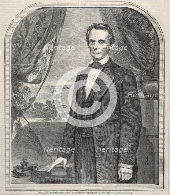 Hon. Abraham Lincoln, Born in Kentucky, February 12, 1809, 1860. Creator: Winslow Homer (American, 1836-1910).
