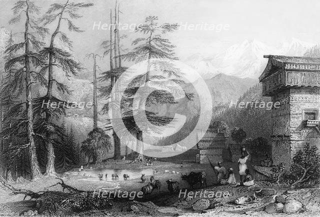 'Village of Koghera and Deodar Forest, near the Choor', 1838. Creator: George Francis White.