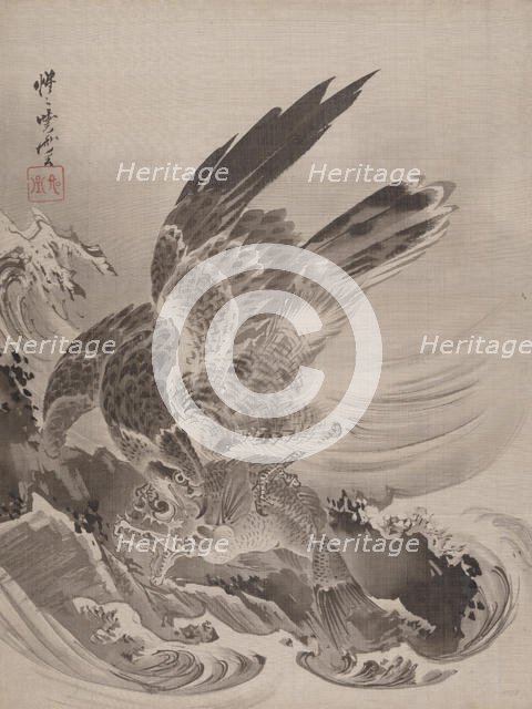 Eagle Attacking Fish, ca. 1887. Creator: Kawanabe Kyosai.