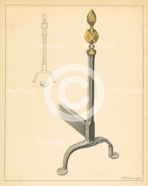 Andiron (one of pair), c. 1936. Creator: Jack Staloff.