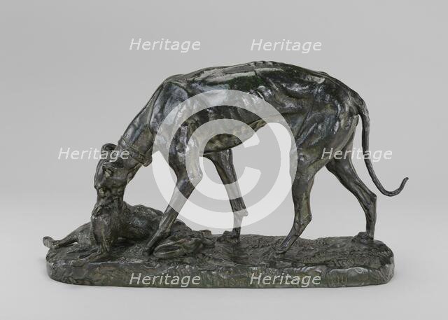 Greyhound Retrieving a Hare, model n.d., cast c. 1870/1873. Creator: Antoine-Louis Barye.