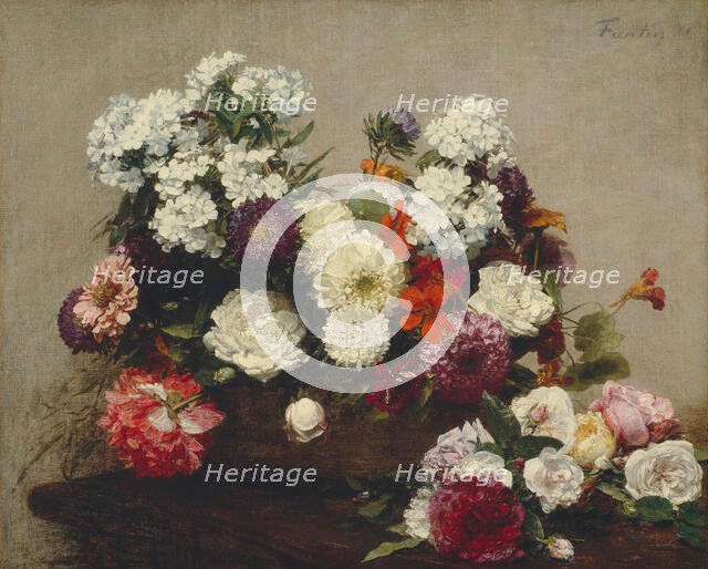 Still Life with Flowers, 1881. Creator: Henri Fantin-Latour.
