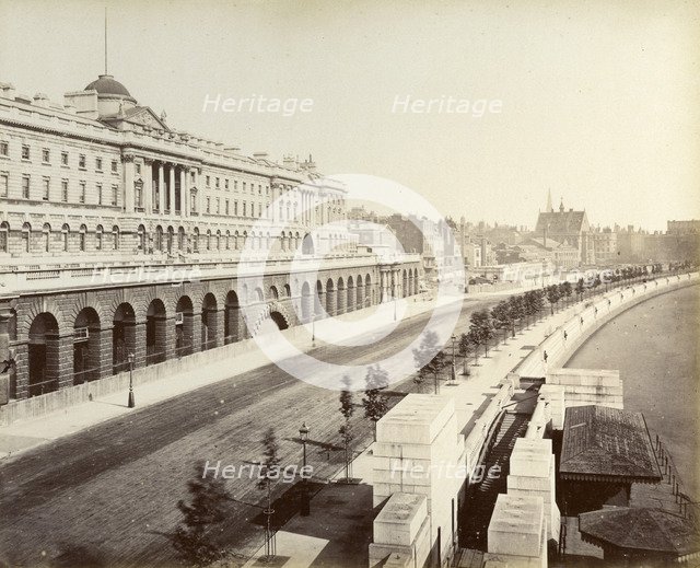 Victoria Embankment, showing Somerset House, London, 1887. Artist: Unknown