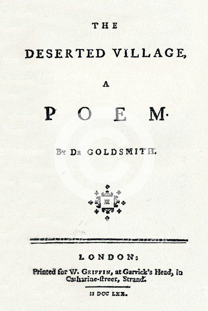 'The Deserted Village, A Poem', c1770. Artist: Unknown.