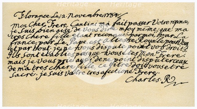 Letter from Charles Edward Stuart to his brother Henry Benedict, 2nd November 1784.Artist: Charles Edward Stuart