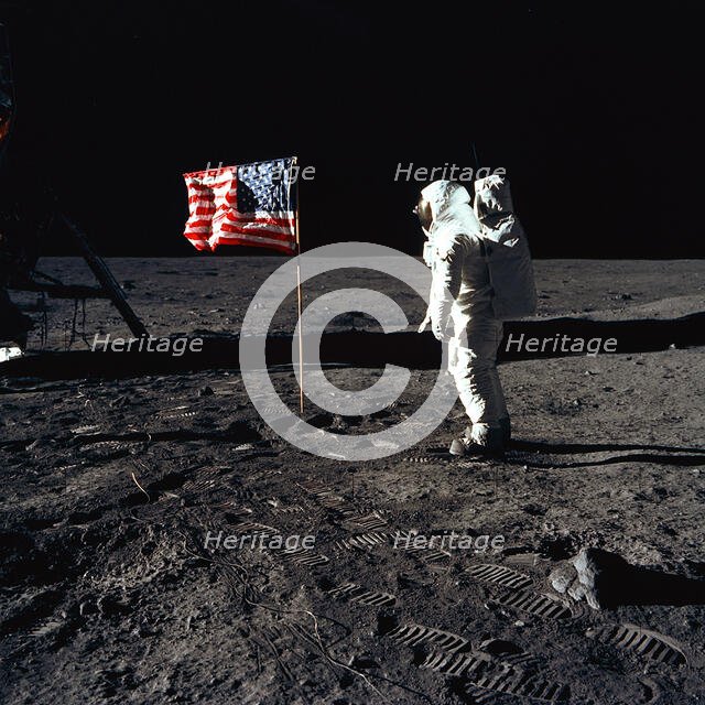 Buzz Aldrin and the U.S. Flag on the Moon, 1969. Creator: Neil Armstrong.