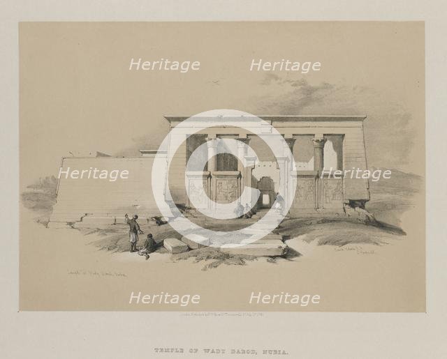 Egypt and Nubia, Volume II: Temple at Wady Dabod, Nubia, 1848. Creator: Louis Haghe (British, 1806-1885).