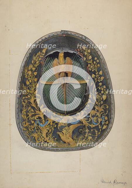 Fireman's Helmet, c. 1939. Creator: David Ramage.