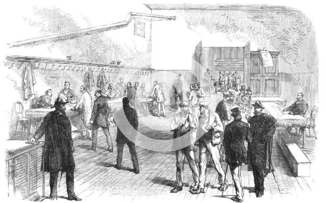 The Elections in France: electors receiving their voting-cards at the Mairie of Montmartre, 1869. Creator: Unknown.