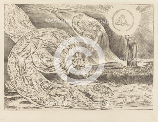 The Circle of the Lustful: Paolo and Francesca, 1827. Creator: William Blake.