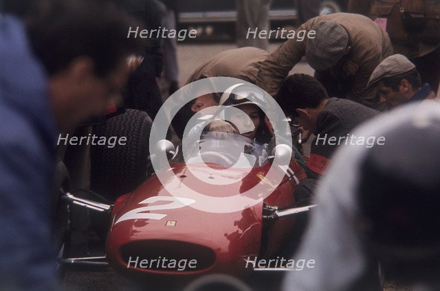 John Surtees in a Ferrari. Artist: Unknown