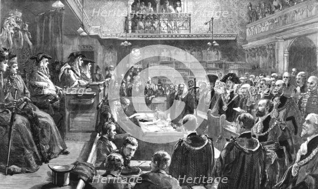 ''The Lord Mayor Taking the Oath in the Court of the Lord Chief Justice', 1890. Creator: Sydney Prior Hall.