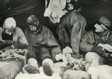 'Members of the Polar Party Getting Into Their Sleeping-Bags', c1911, (1913).  Artist: Herbert Ponting.