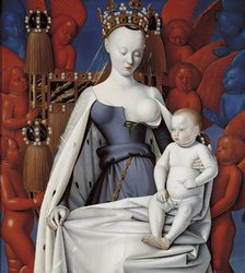 Virgin and Child Surrounded by Angels. Right wing of Melun diptych, c. 1450. Artist: Fouquet, Jean (1420–1481)