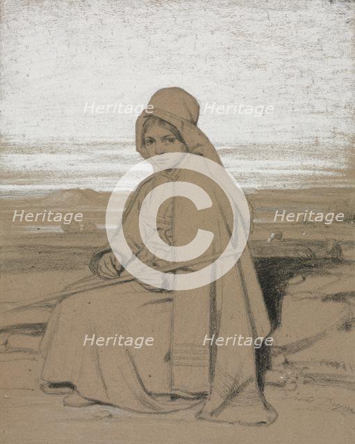 A Seated Shepherdess, 1800s. Creator: Jules Dupré (French, 1811-1889).