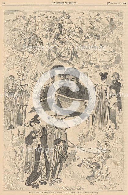 Saint Valentine's Day - The Old Story in All Lands. From "Harper's Weekly", 22 February 1868, 1868. Creator: Homer, Winslow (1836-1910).